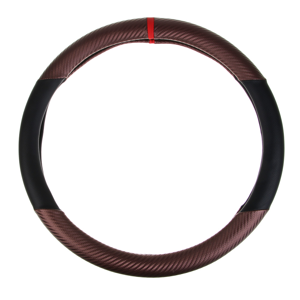 ЕРМАК Оплетка руля, Карбон - В, черная с коричневыми вставками, + красный, размер М, искусственная к, арт.№ 708-438