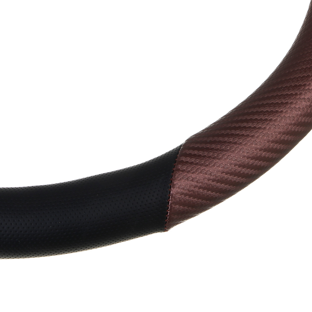 ЕРМАК Оплетка руля, Карбон - В, черная с коричневыми вставками, + красный, размер М, искусственная к, арт.№ 708-438