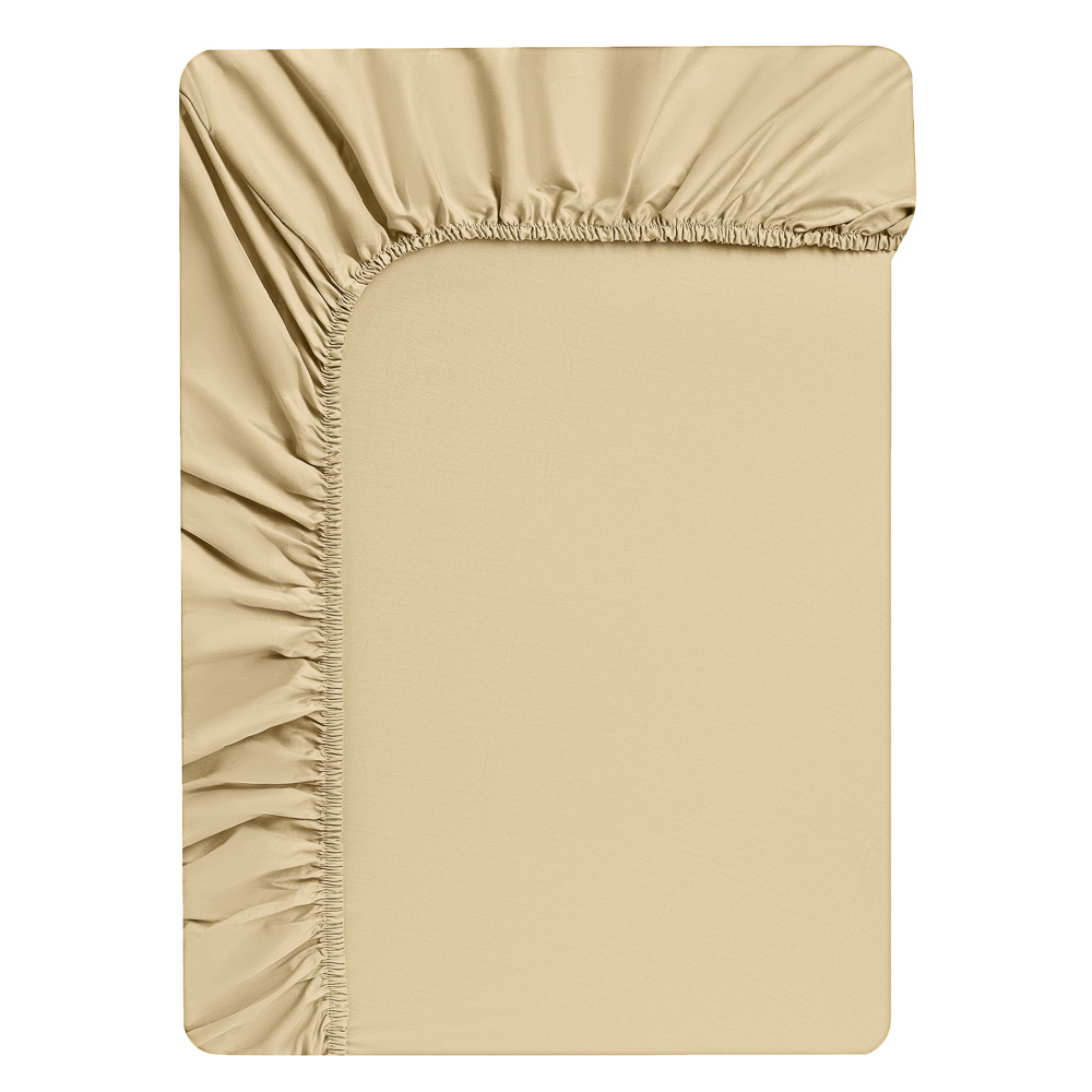 BY COLLECTION Простыня на резинке 200х200х25см, 100% хлопок, песочный, арт.№ 432-213