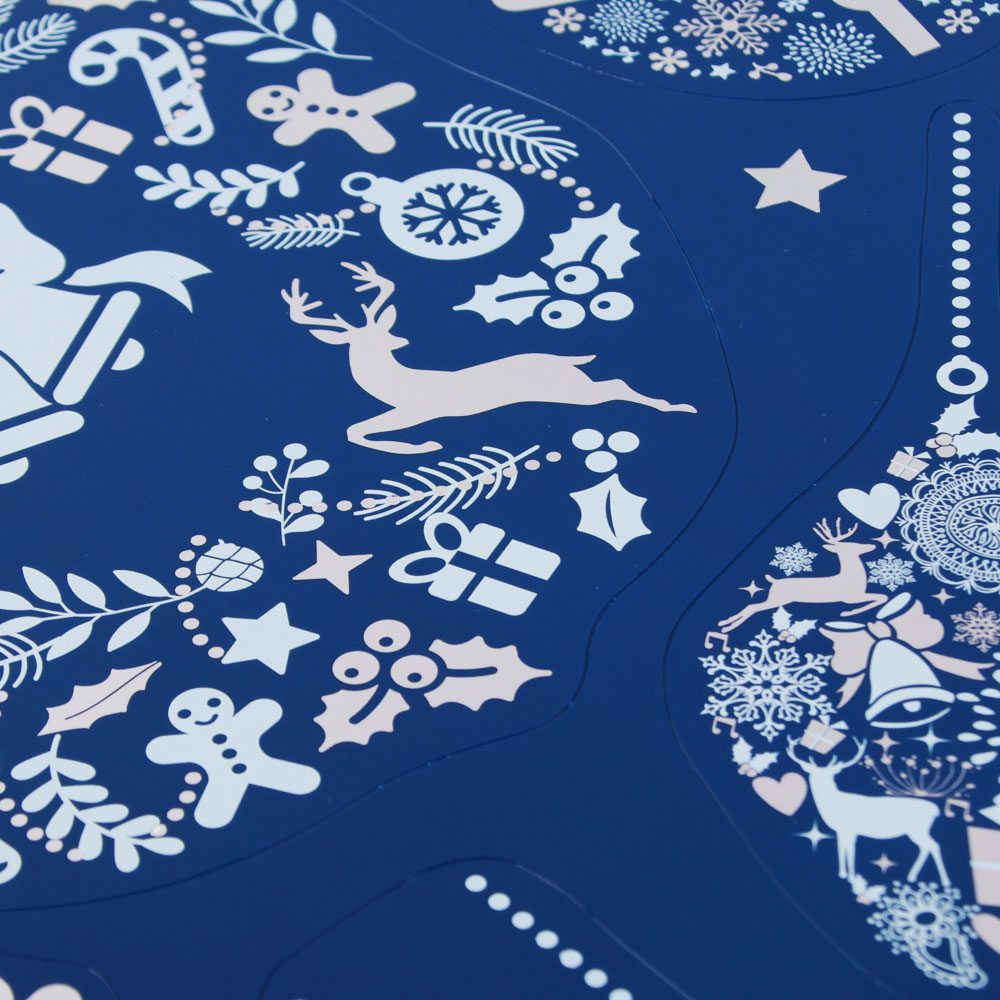 СНОУ БУМ Наклейка ПВХ "Новогодняя" 30х42см, глиттер, золото, серебро, 6 дизайнов, арт.№ 336-422