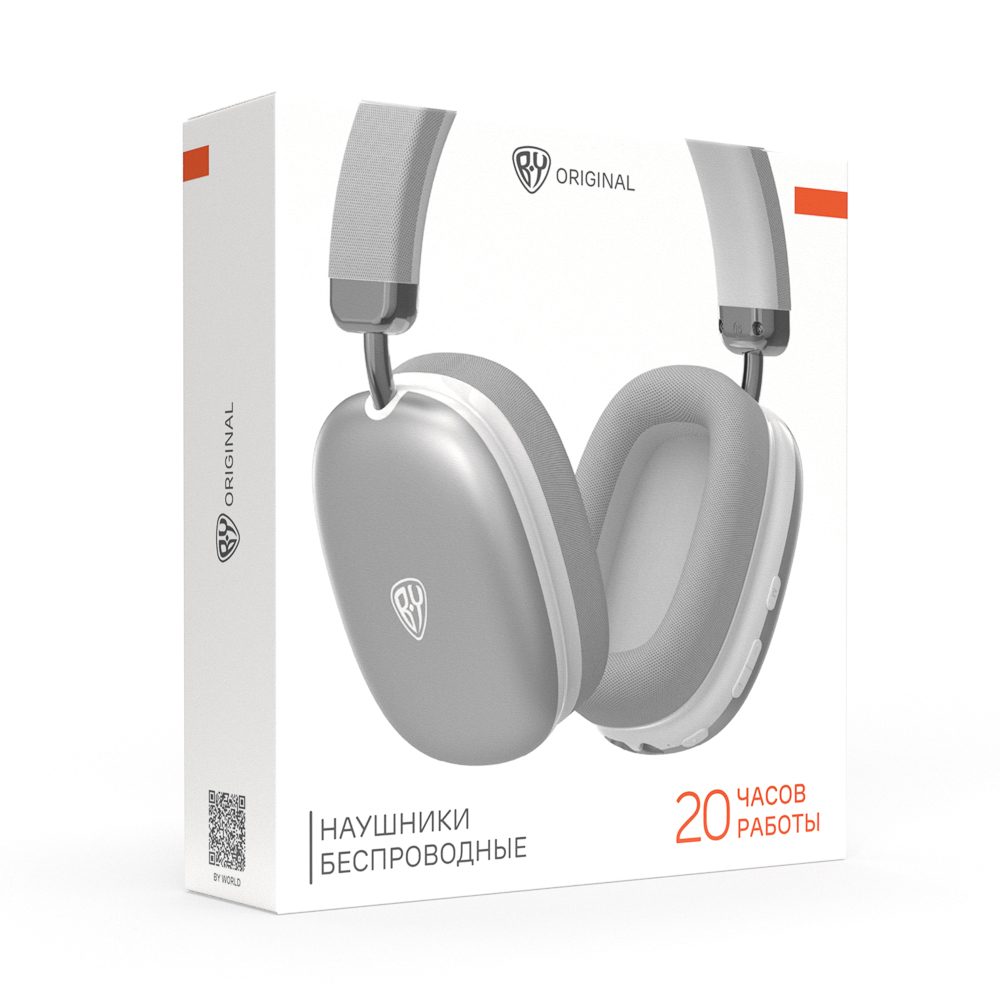 Наушники беспроводные полноразмерные BY CrystalPods, 400мАч, BT5.3, серебро, арт.№ 410-098