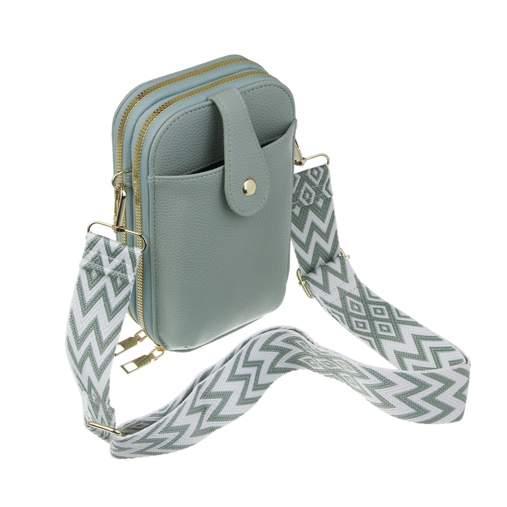 Сумка кроссбоди на декоративном ремне тм ЮL Zigzag, ПУ, металл, 19,5х12 см, 3 цвета, арт.№ 337-236