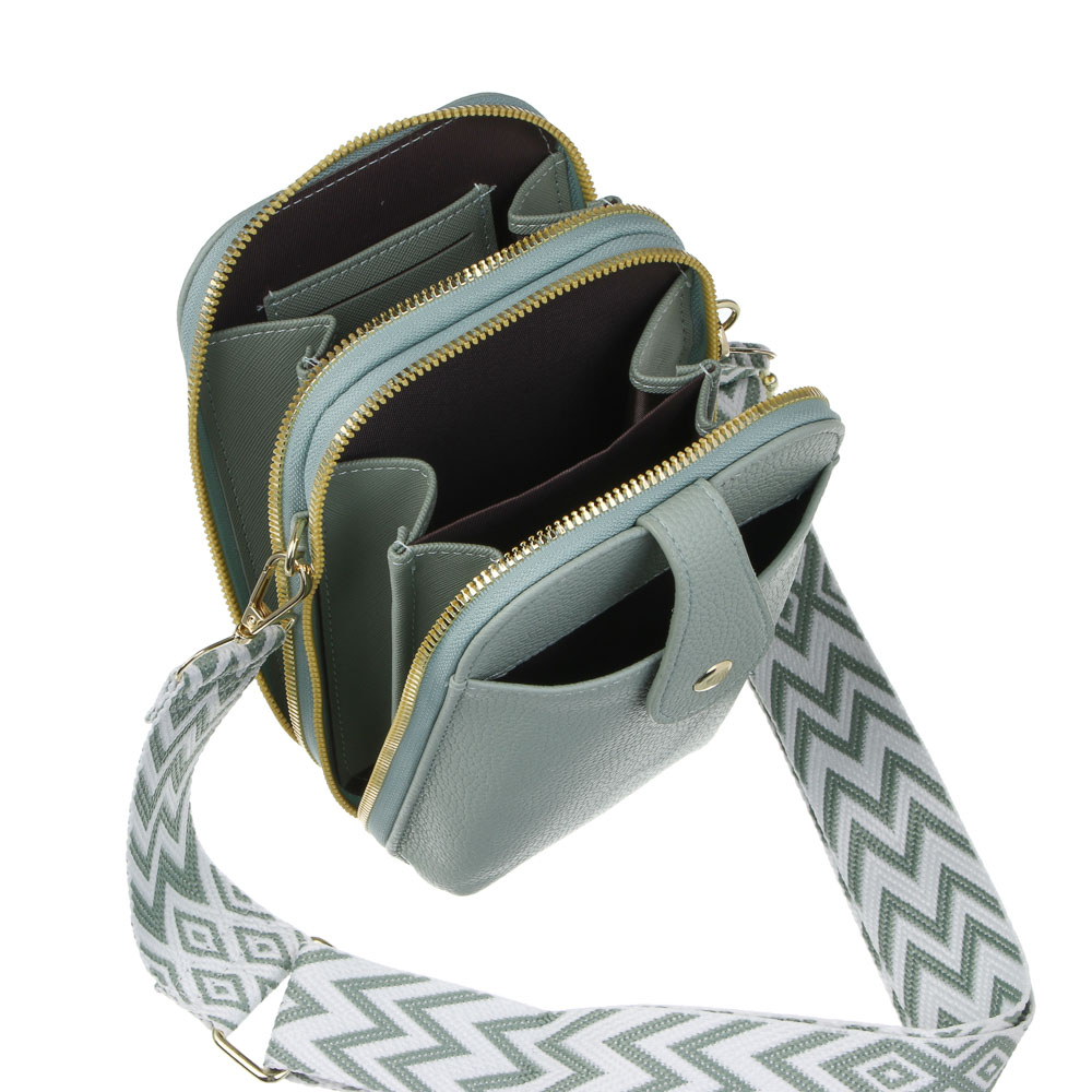 Сумка кроссбоди на декоративном ремне тм ЮL Zigzag, ПУ, металл, 19,5х12 см, 3 цвета, арт.№ 337-236