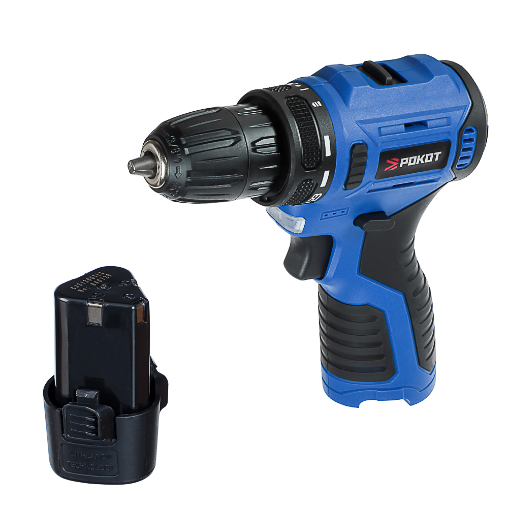 РОКОТ Дрель-шуруповерт аккумуляторный бесщеточный, 12В, 2*0 А*ч, 0-400/0-1400 об/мин, 38 Н*м, арт.№ 691-044