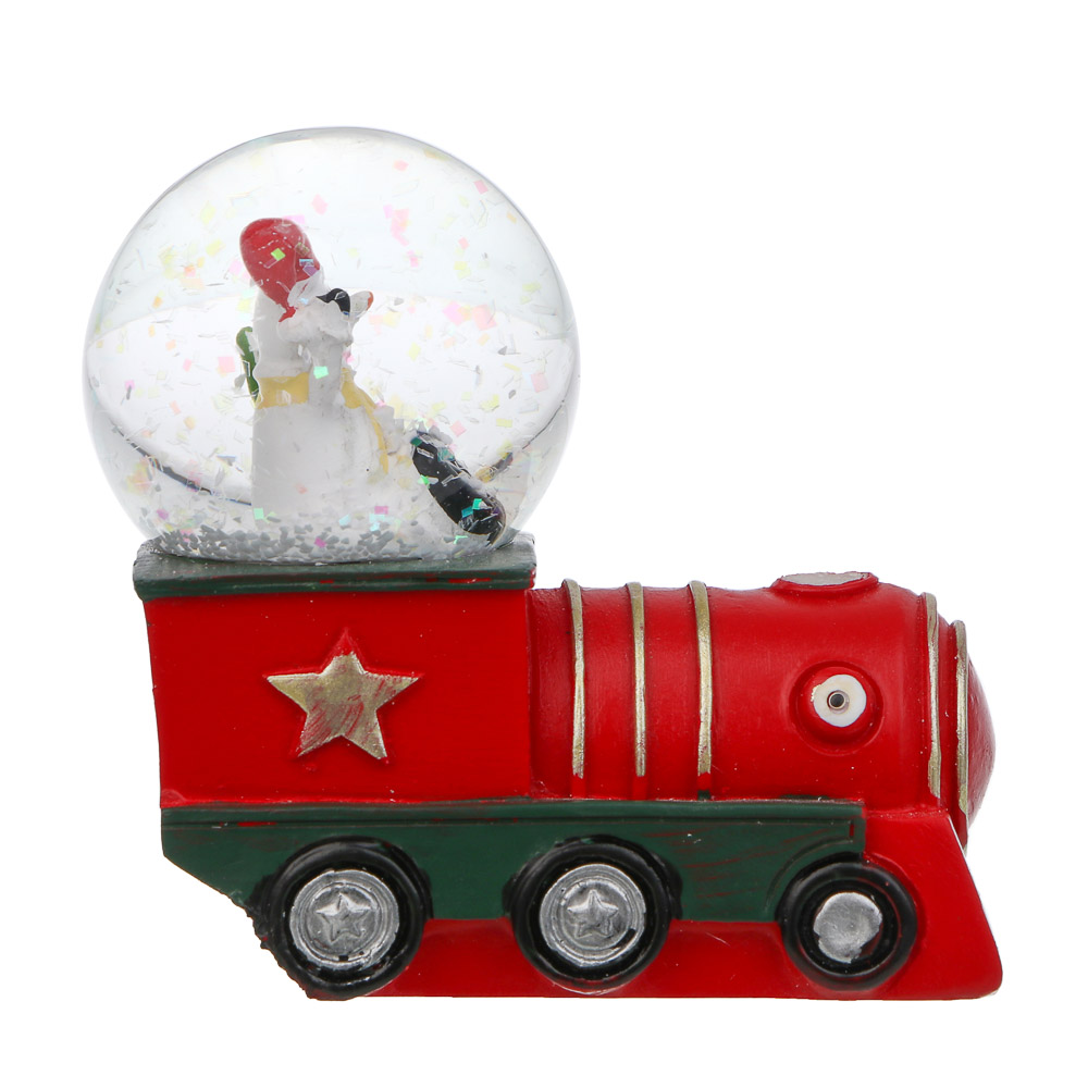 СНОУ БУМ Снежный шар Поезд 7,7x7,7 см, полистоун, стекло, арт.№ 770-103