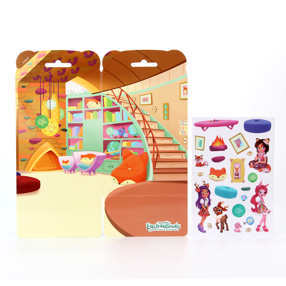 Enchantimals Домик из картона с комплектом наклеек, бумага, PVC, 13,5х29,5см, арт.№ C12-009