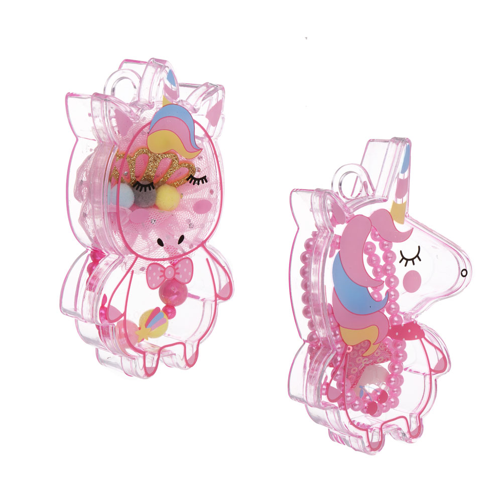 ИГРОЛЕНД Набор бижутерии в боксе "Единорожка" 2 пред., 6,5х12 см, ABS, металл, текстиль, 2 вида, арт.№ 294-236