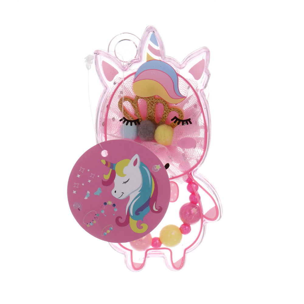 ИГРОЛЕНД Набор бижутерии в боксе "Единорожка" 2 пред., 6,5х12 см, ABS, металл, текстиль, 2 вида, арт.№ 294-236