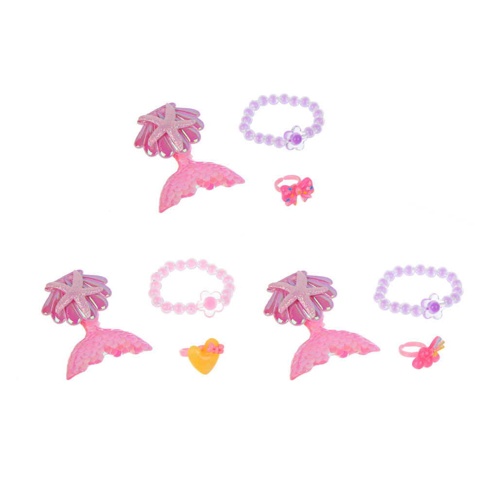 ИГРОЛЕНД Набор бижутерии в сумочке "Ракушка" 3 пред., 13х16 см, пластик, металл, текстиль, арт.№ 294-237