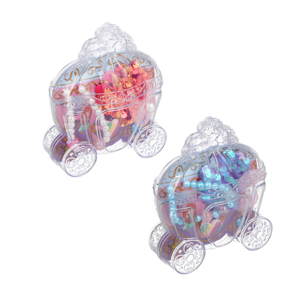 ИГРОЛЕНД Набор бижутерии в шкатулке "Карета" 4 пред., 9,5х3х12 см, пластик, металл, текстиль, арт.№ 294-238