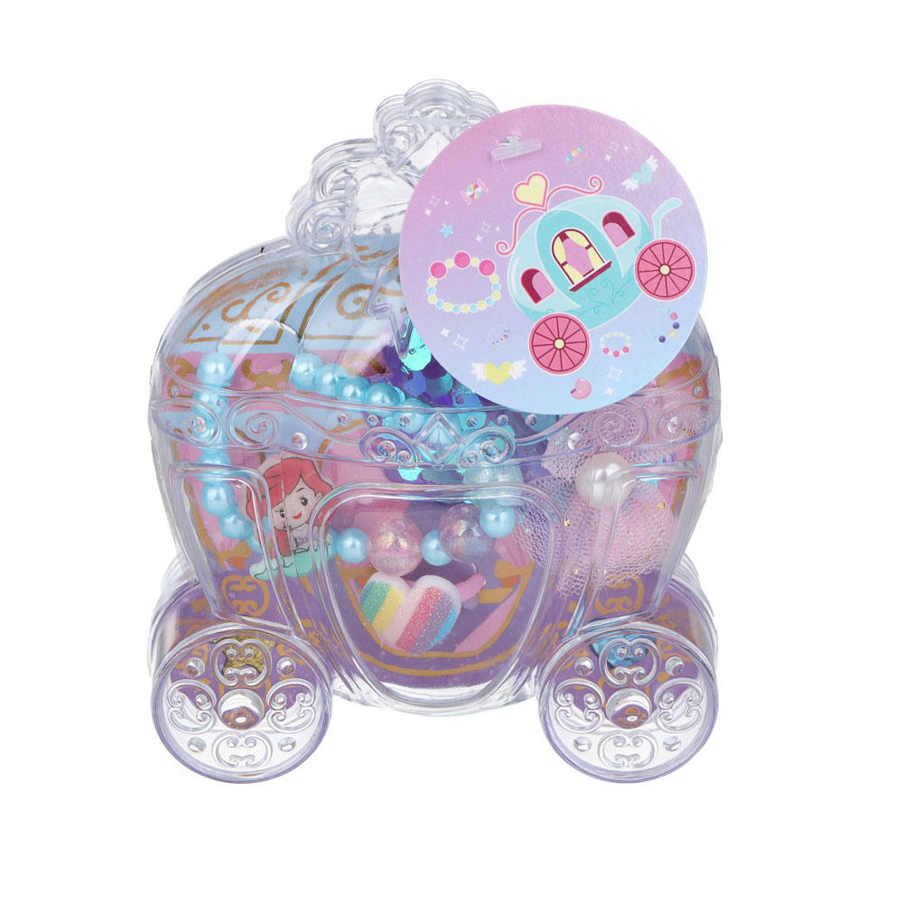 ИГРОЛЕНД Набор бижутерии в шкатулке "Карета" 4 пред., 9,5х3х12 см, пластик, металл, текстиль, арт.№ 294-238