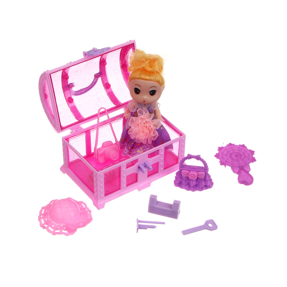 ИГРОЛЕНД Кукла 10 см с акс. в сундучке, 8 пр., PP, ABS 11,5х10х7,8 см, арт.№ 267-885