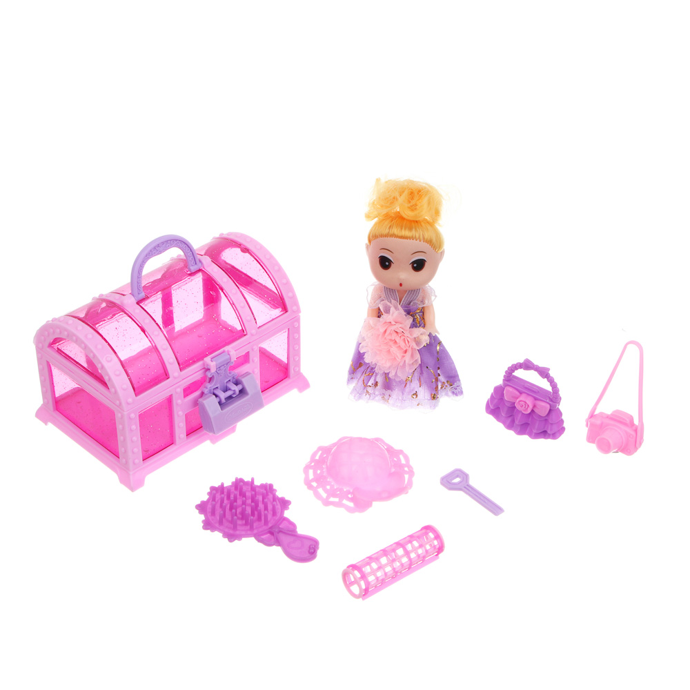 ИГРОЛЕНД Кукла 10 см с акс. в сундучке, 8 пр., PP, ABS 11,5х10х7,8 см, арт.№ 267-885