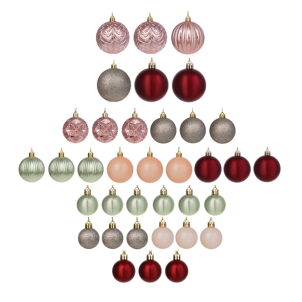 СНОУ БУМ Набор шаров и украшений, 36 шт, 4см, 6см, 8см,ассортимент цветов, арт.№ 309-085