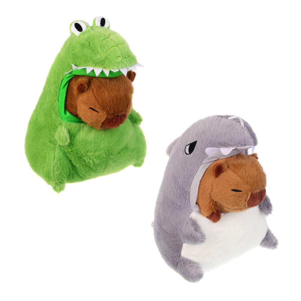 ИГРОЛЕНД Игрушка мягкая "Капибара в акуле", 30 см, полиэстер, арт.№ 264-522