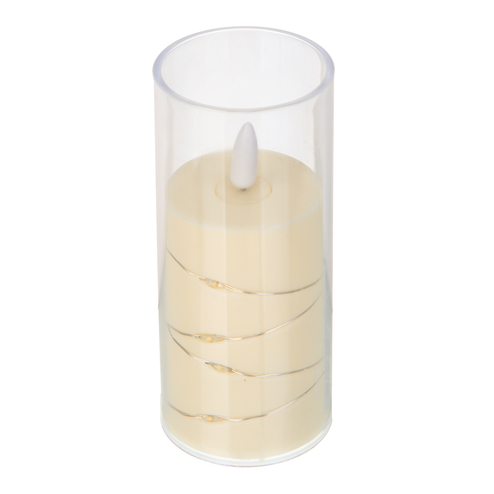 Светильник декоративный LED в виде свечи в стакане 5,5x12,5 см СНОУ БУМ, PP, PS, 3хAG13, 1 режим, арт.№ 392-135