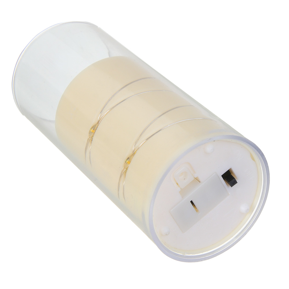 Светильник декоративный LED в виде свечи в стакане 5,5x12,5 см СНОУ БУМ, PP, PS, 3хAG13, 1 режим, арт.№ 392-135