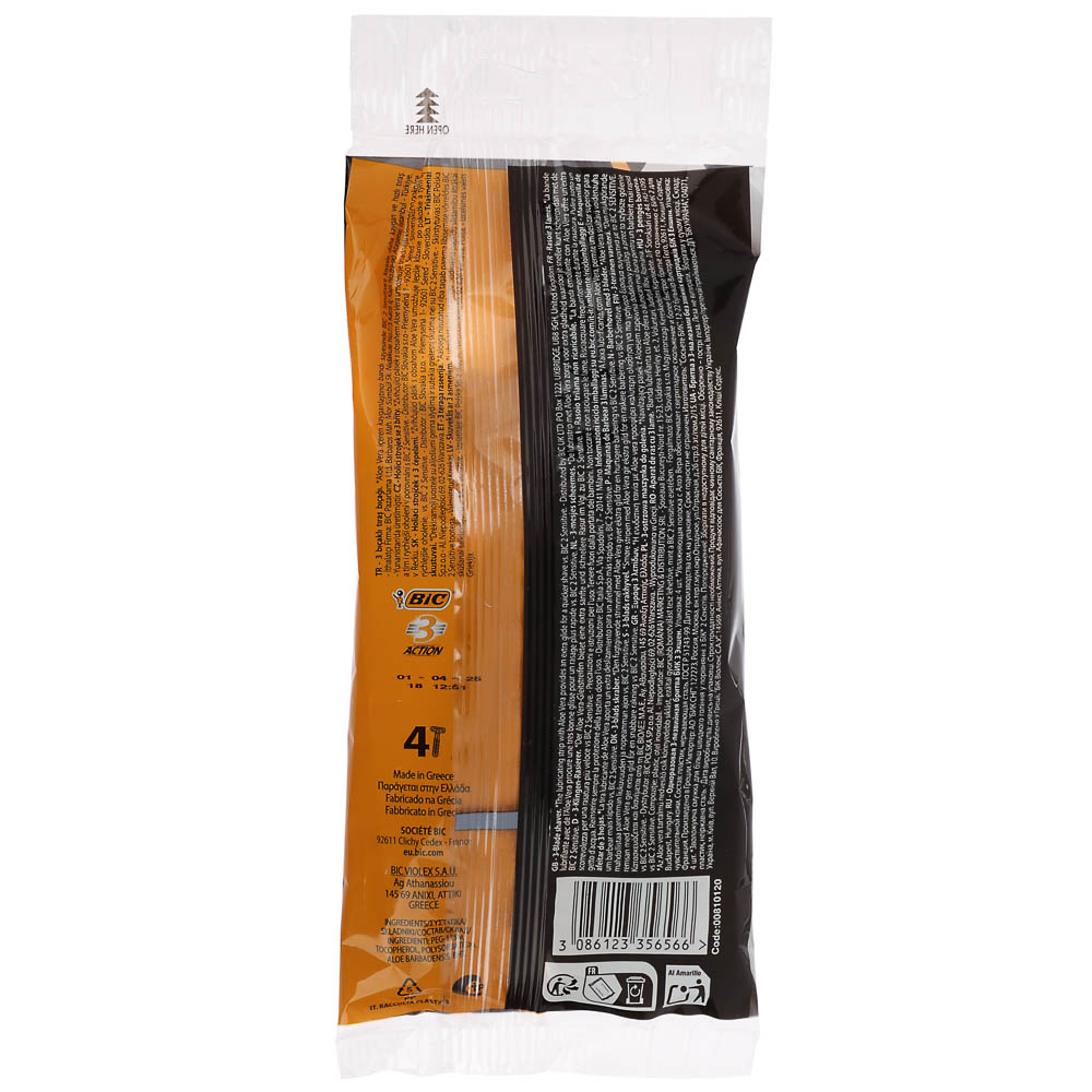 Станки для бритья мужские с тройным лезвием BIC Экшен, 4 шт, арт.№ 948-016