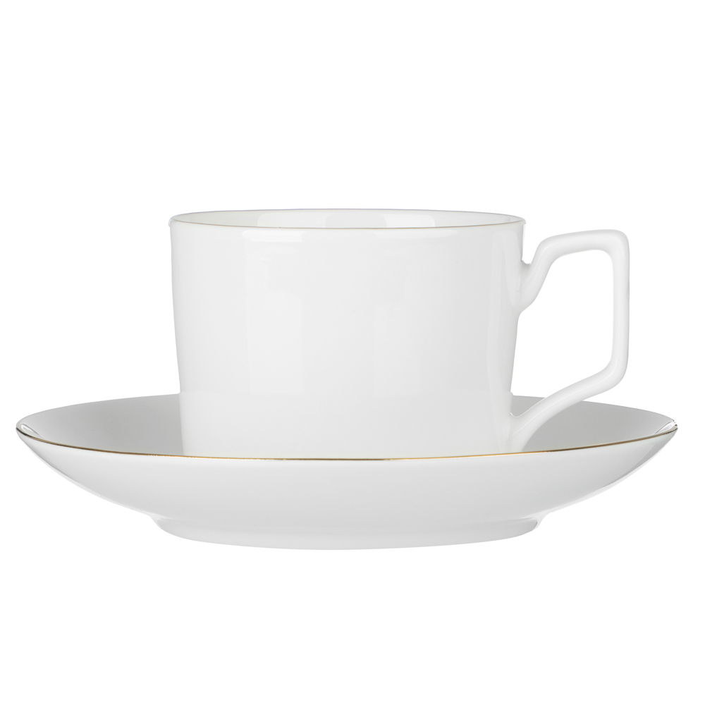 Набор чайный 2 пр., 240мл, MILLIMI, белый с золотой отводкой, фарфор, арт.№ 802-526