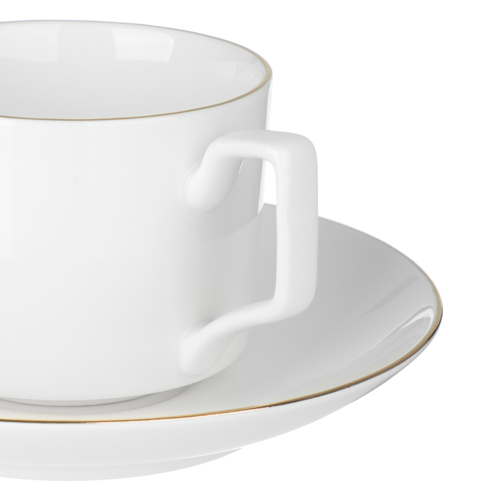 Набор чайный 2 пр., 240мл, MILLIMI, белый с золотой отводкой, фарфор, арт.№ 802-526