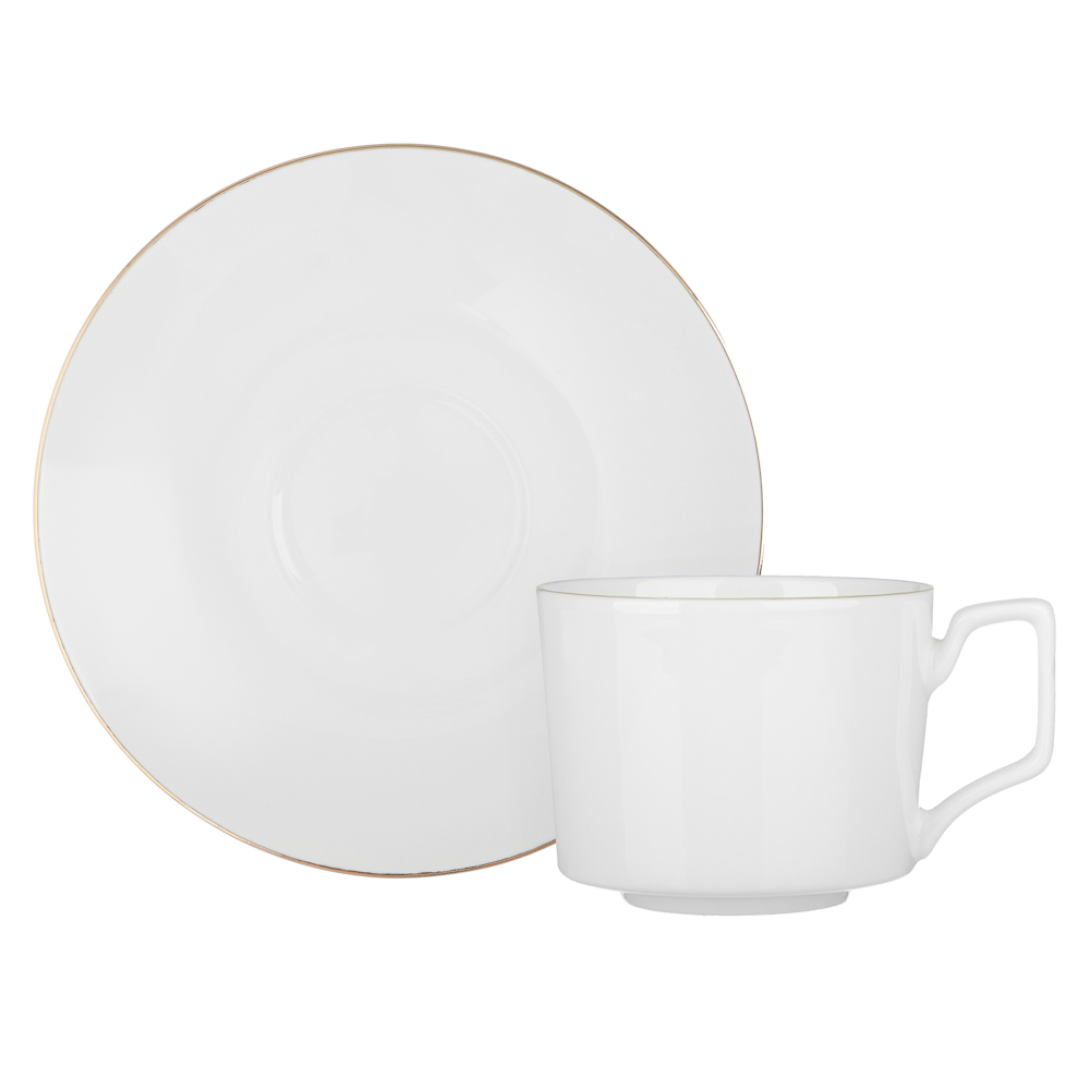 Набор чайный 2 пр., 240мл, MILLIMI, белый с золотой отводкой, фарфор, арт.№ 802-526