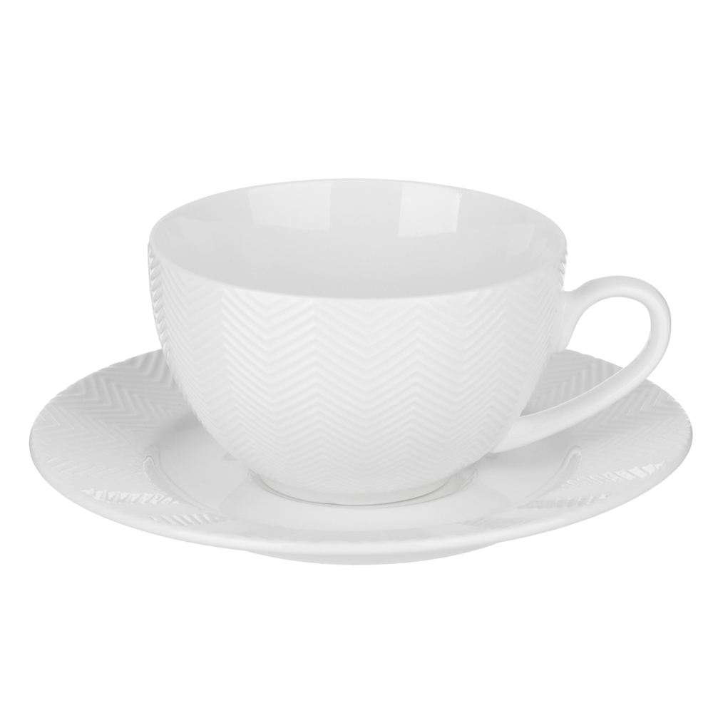 Набор чайный 4 пр., 230мл, MILLIMI, белый рельеф, фарфор, арт.№ 802-542