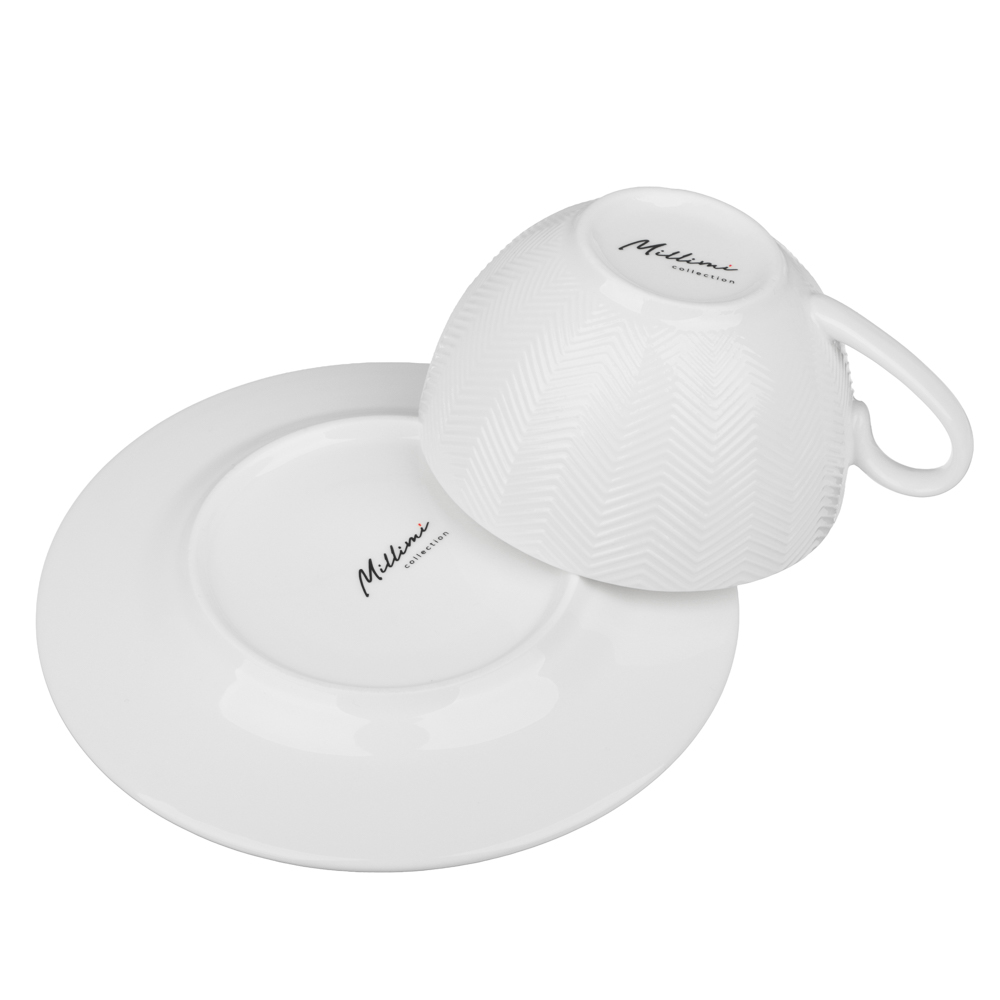 Набор чайный 4 пр., 230мл, MILLIMI, белый рельеф, фарфор, арт.№ 802-542