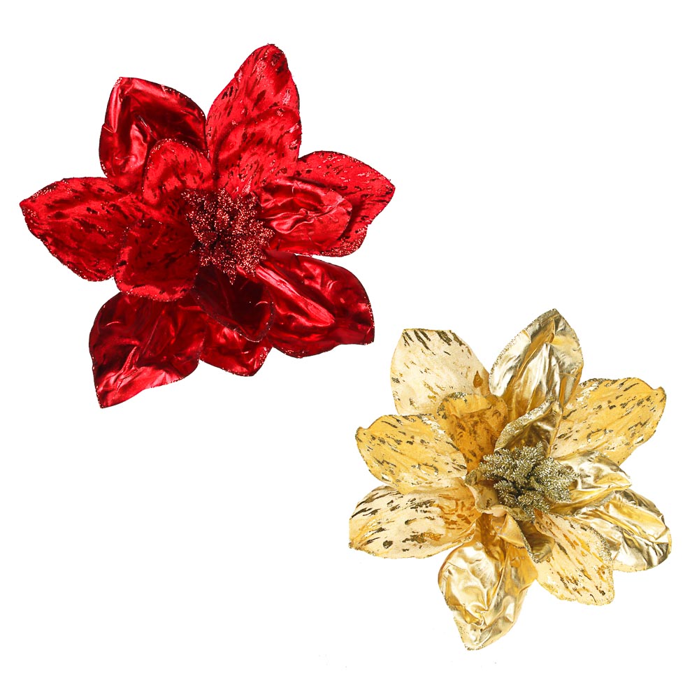 СНОУ БУМ Украшение декоративное в виде цветка, текстиль, 50x25см, 2 цвета, арт.№ 353-083