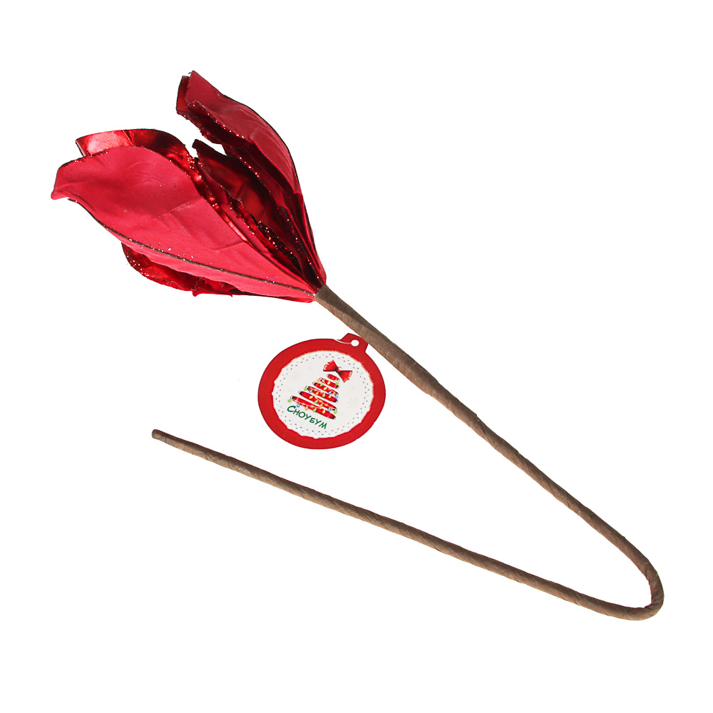 СНОУ БУМ Украшение декоративное в виде цветка, текстиль, 50x25см, 2 цвета, арт.№ 353-083