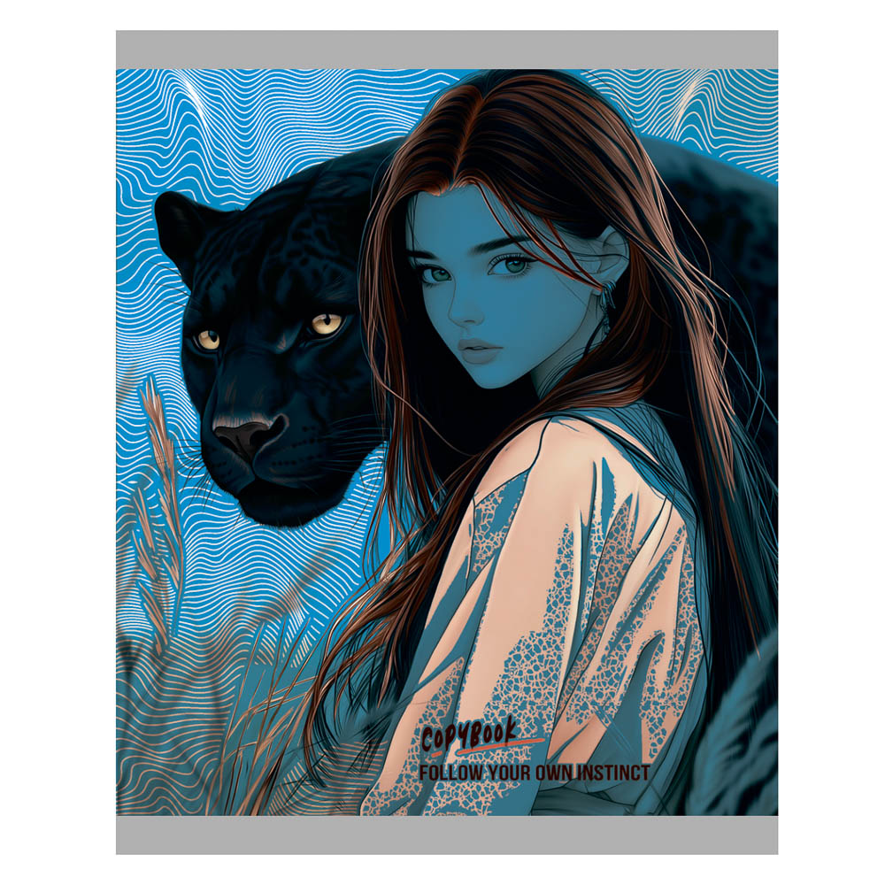 Тетрадь 48 л., А5, в клетку, БЕЛЫЕ ЛИСТЫ, обложка картон, скрепка, ТВИН-лак, арт.№ 578-193