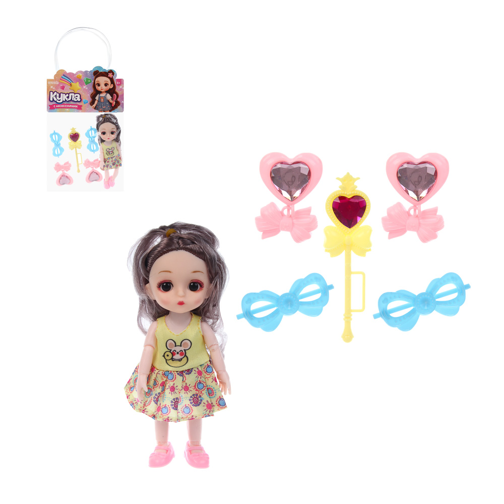 Кукла 15 см с акс. в пакете, PP, PVC, тм ИГРОЛЕНД, арт.№ 267-962