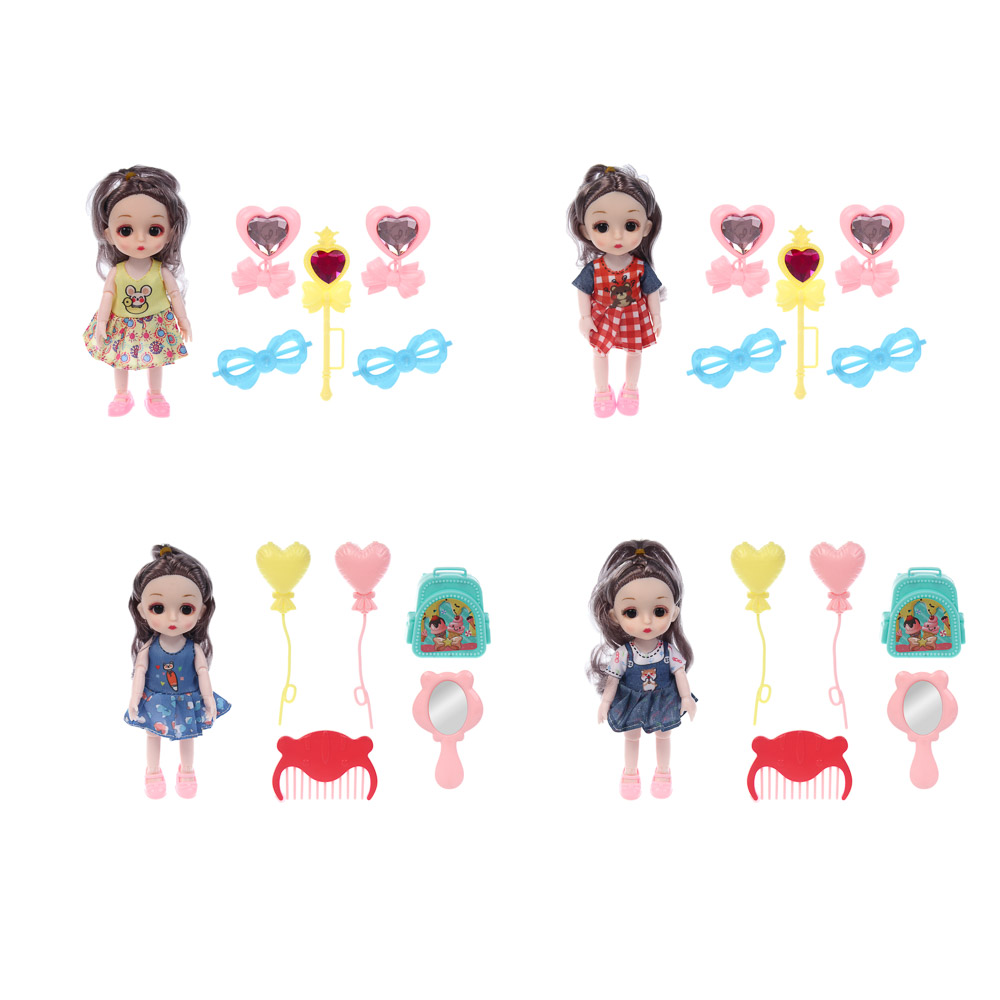 Кукла 15 см с акс. в пакете, PP, PVC, тм ИГРОЛЕНД, арт.№ 267-962