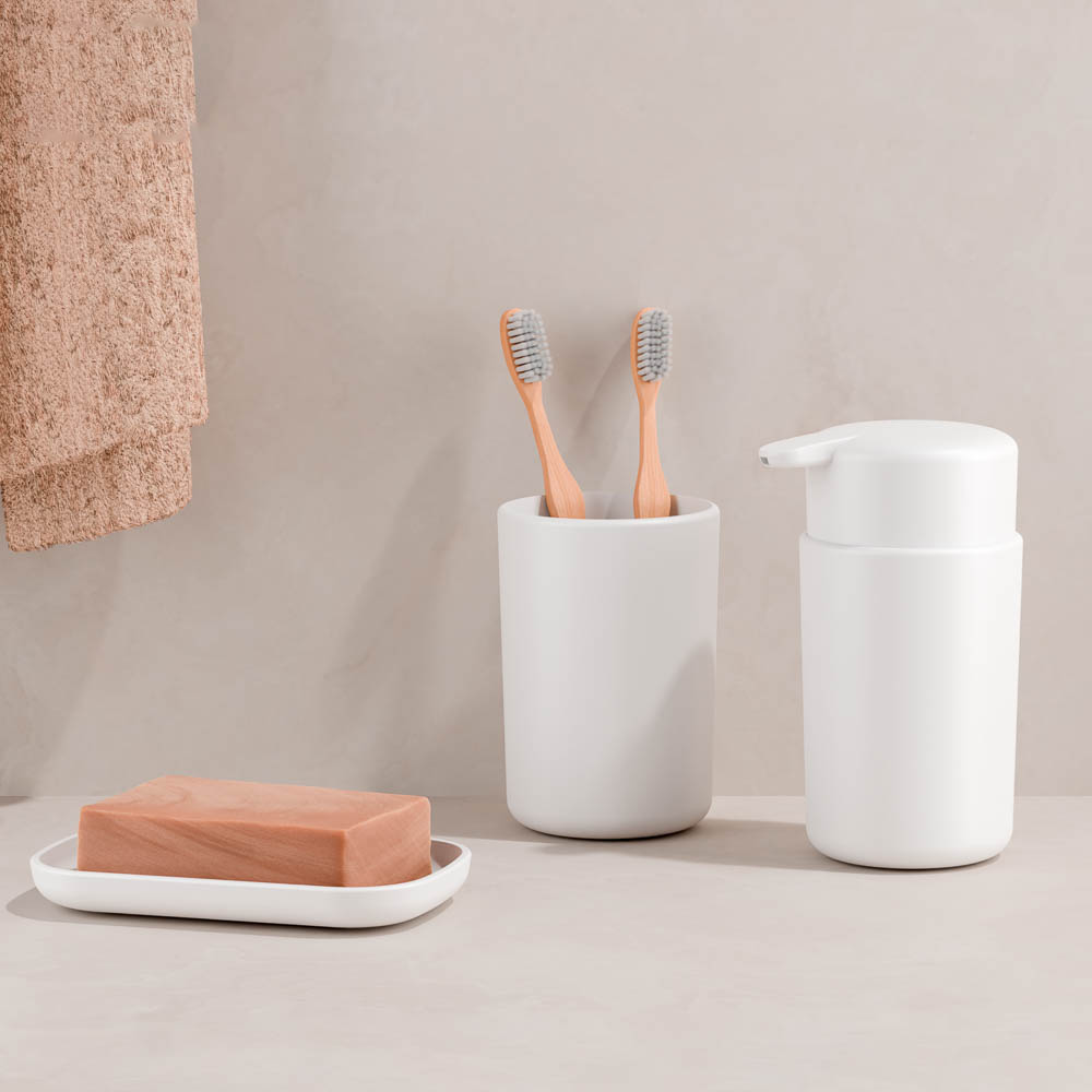 Диспенсер для жидкого мыла Flux, 250мл, бежевый, 7,5х7,5х14,5см, арт.№ 463-623