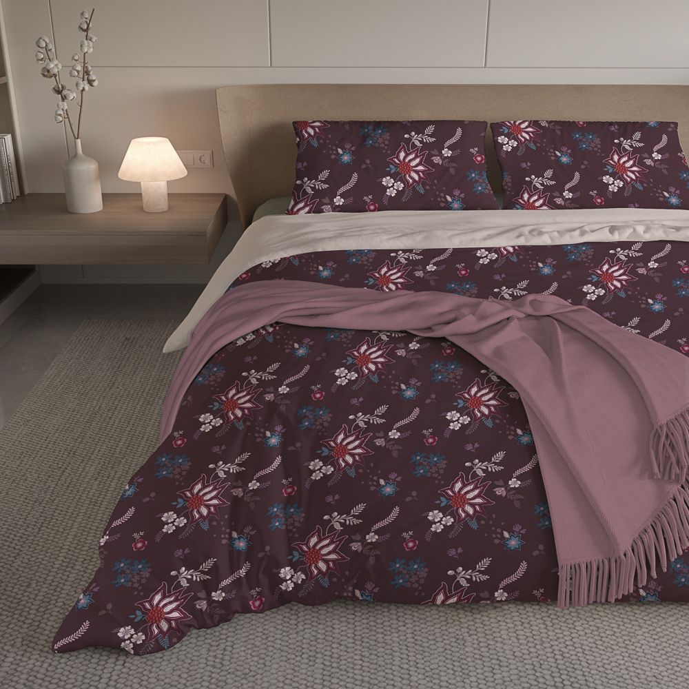 Комплект постельного белья евро (4 предмета) тм PROVANCE Бургунди поплин, 100% хлопок, 2 дизайна, арт.№ 421-413