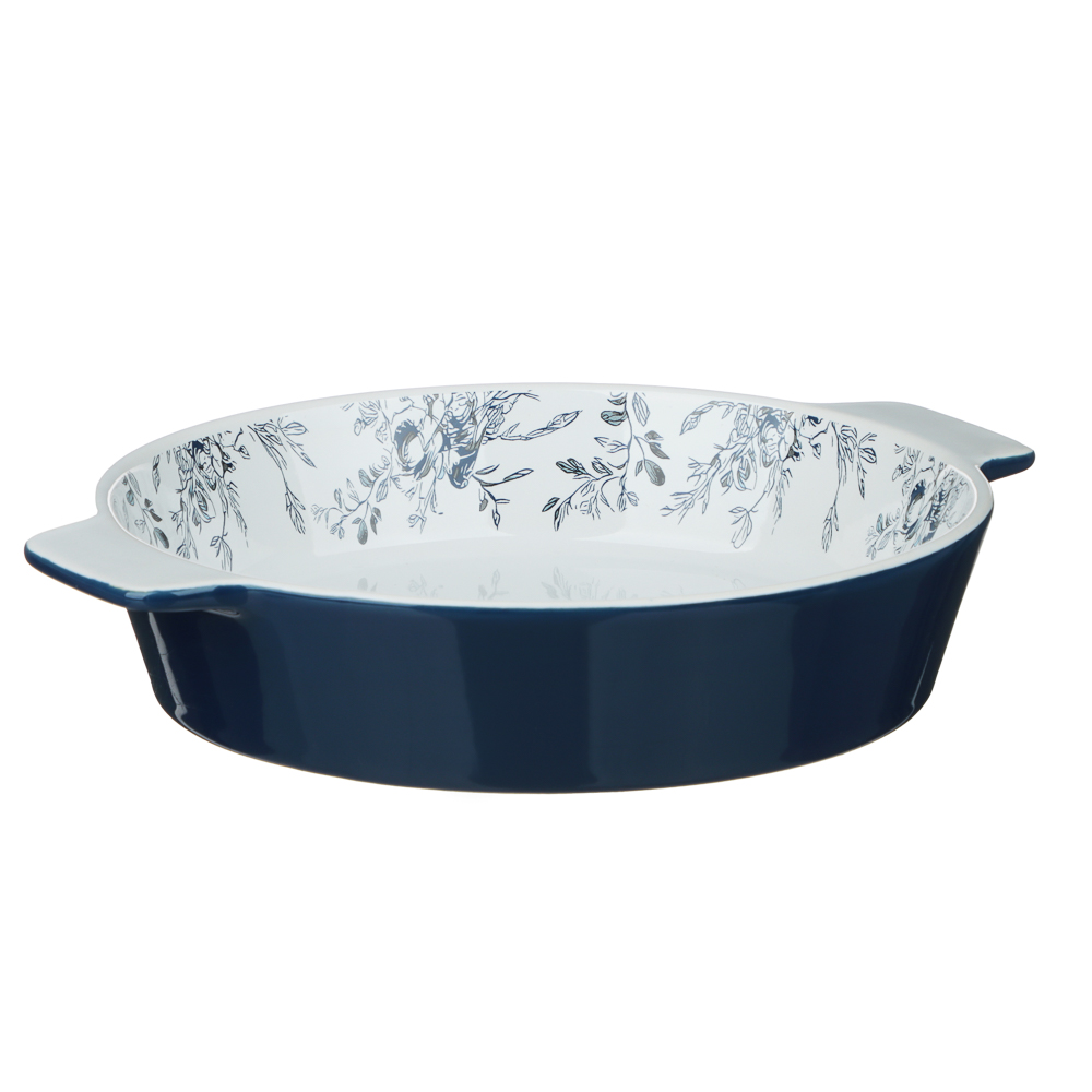 Форма для запекания и сервировки круглая 25,5х21,5х5см тм MILLIMI цветы, керамика, арт.№ 826-008