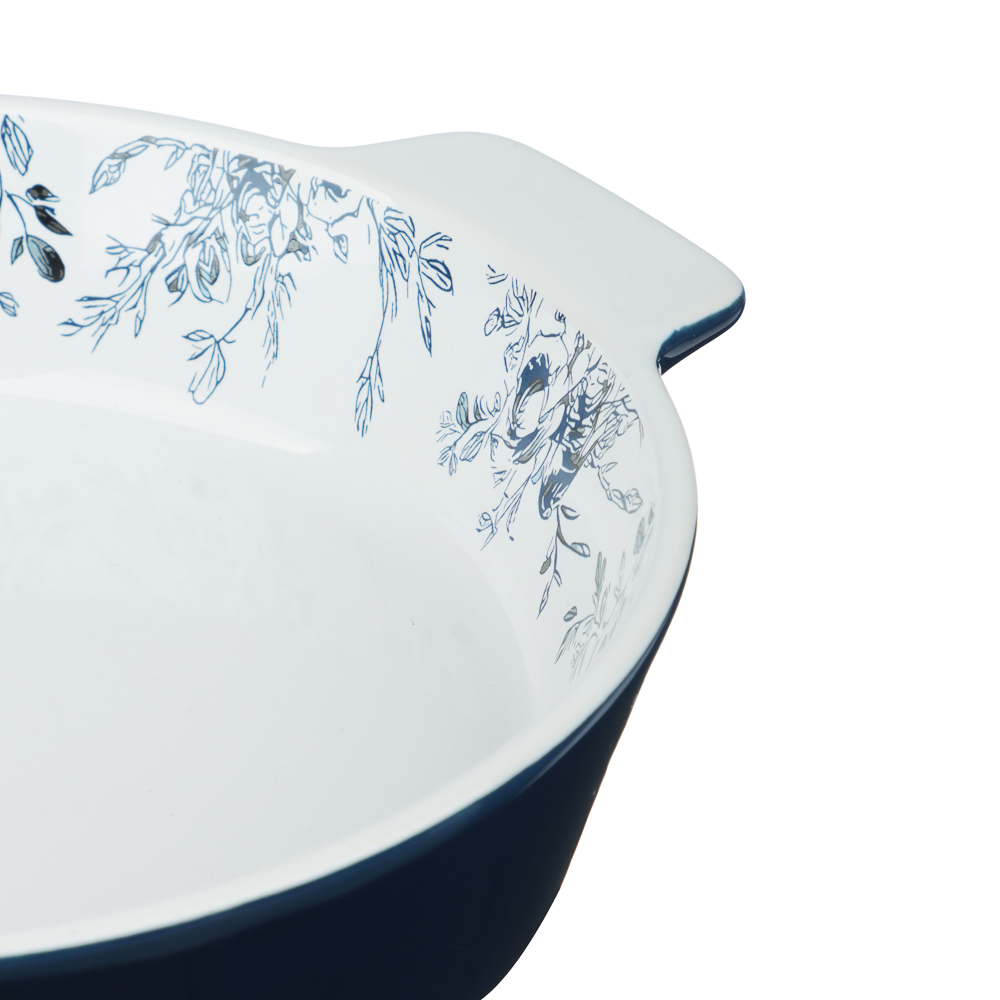 Форма для запекания и сервировки круглая 25,5х21,5х5см тм MILLIMI цветы, керамика, арт.№ 826-008