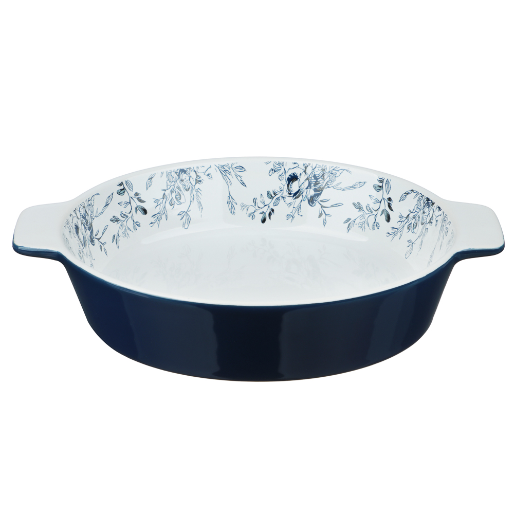 Форма для запекания и сервировки круглая 25,5х21,5х5см тм MILLIMI цветы, керамика, арт.№ 826-008