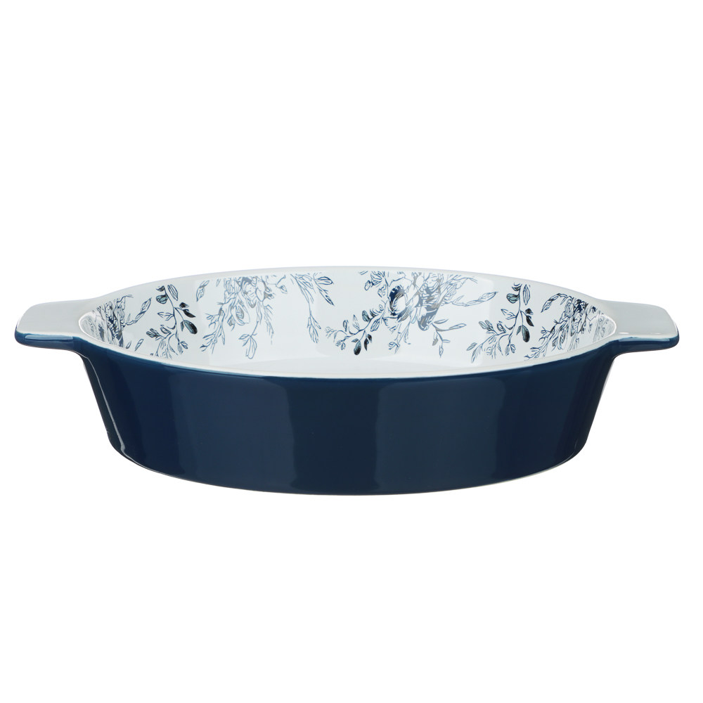 Форма для запекания и сервировки круглая 25,5х21,5х5см тм MILLIMI цветы, керамика, арт.№ 826-008