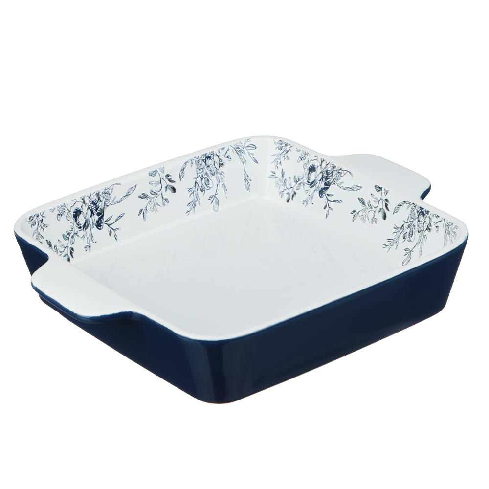 Форма для запекания и сервировки квадратная 26х21х5см тм MILLIMI цветы, керамика, арт.№ 826-009