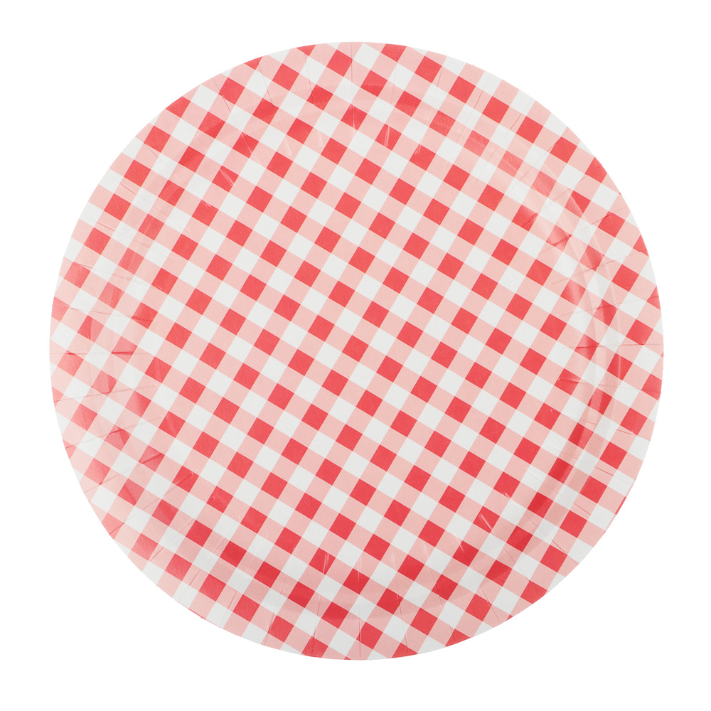 Набор бумажных тарелок Клетка, 6 шт, d=230 мм (красные), арт.№ 530-387