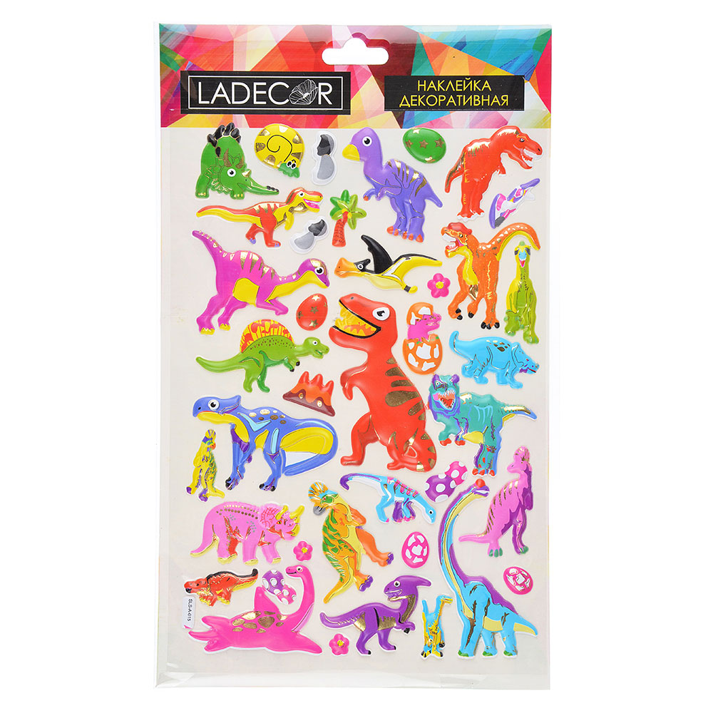 LADECOR Наклейка декоративная с фольгированным слоем, объемная, 26х15,5 см, бумага, 5 дизайнов, арт.№ 503-526