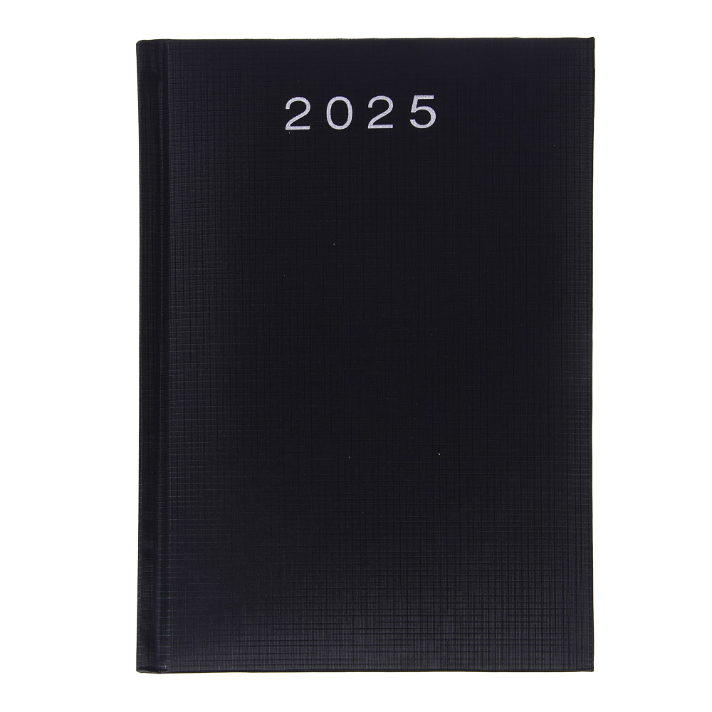 Ежедневник на 2025 "ТЕКСТУР" А5, 352 стр., твердая обложка с поролоном, фактурный бумвинил, черный, арт.№ 572-226