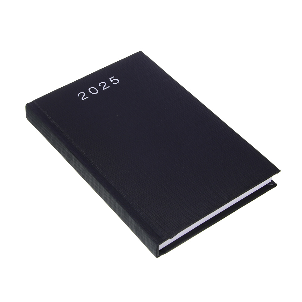 Ежедневник на 2025 "ТЕКСТУР" А5, 352 стр., твердая обложка с поролоном, фактурный бумвинил, черный, арт.№ 572-226