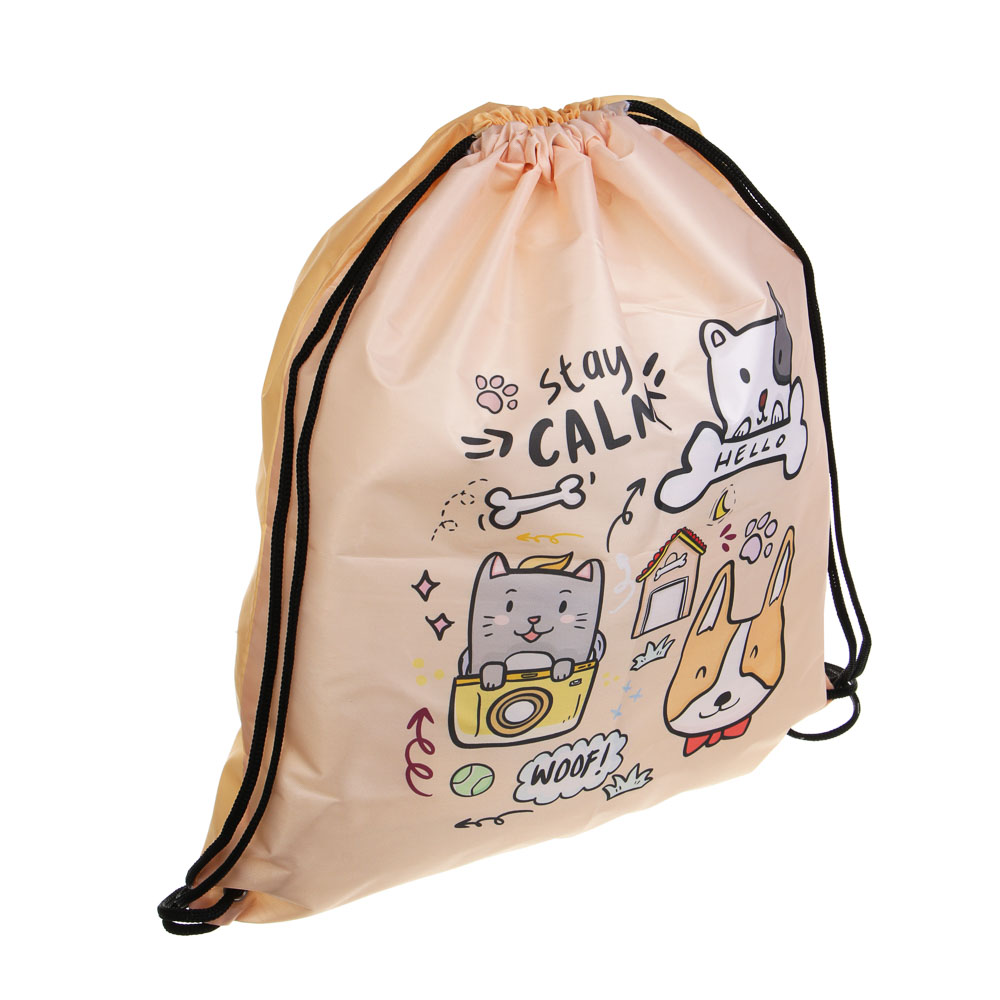 Мешок для сменной обуви на завязках, 40х47см, "Минисо Стайл", полиэстер, ОПП пакет, арт.№ 524-326