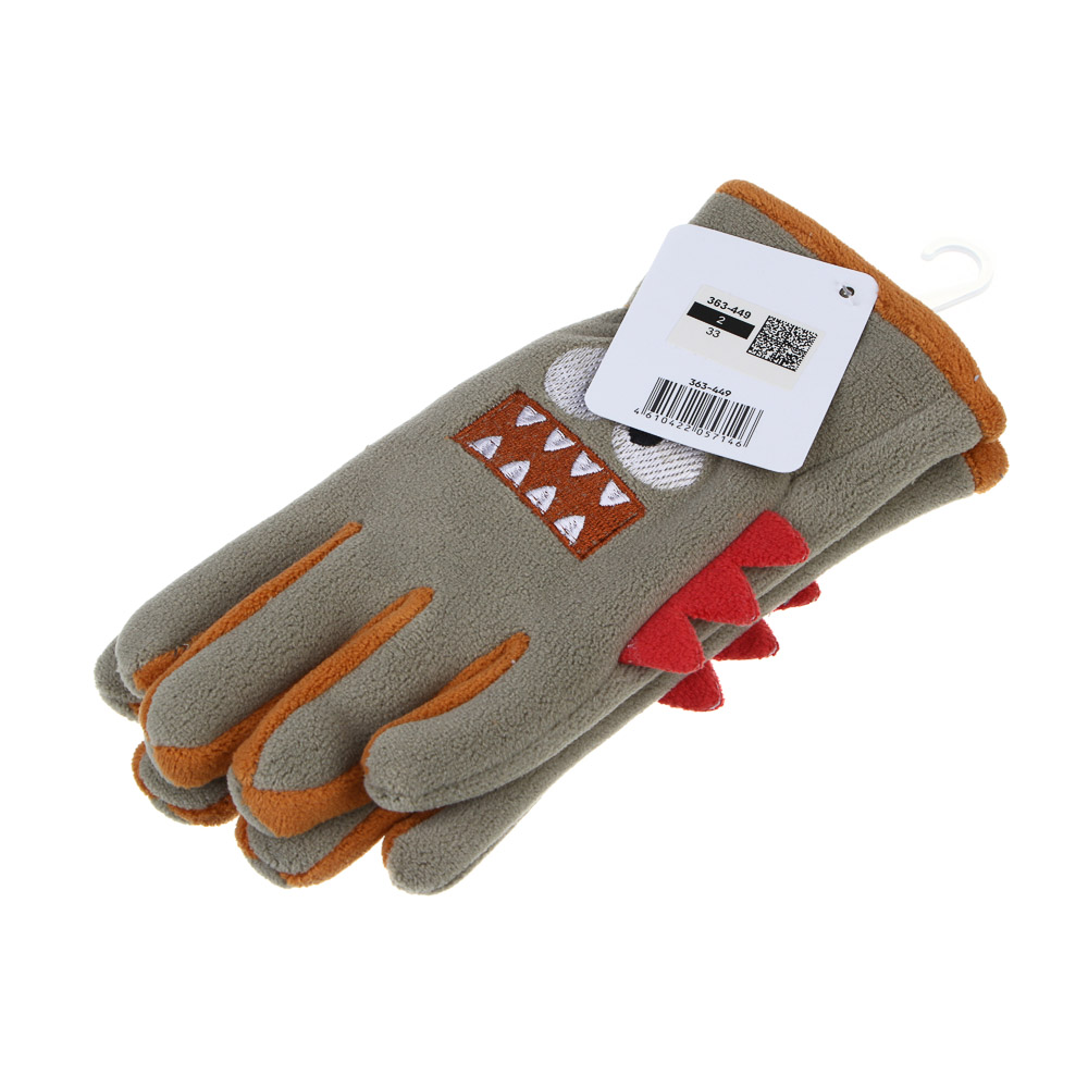 GALANTE Перчатки детские флисовые с декором, р.14, 100% полиэстер, разноцветные, ОЗ25-33, арт.№ 363-449