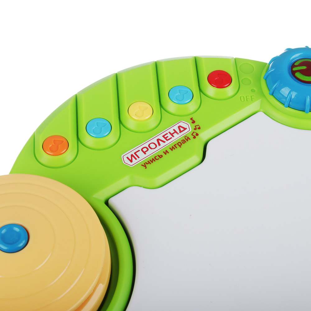 ИГРОЛЕНД Барабан музыкальный, свет, звук, 3АА, ABS, 27х19х6,5см, арт.№ 889-072