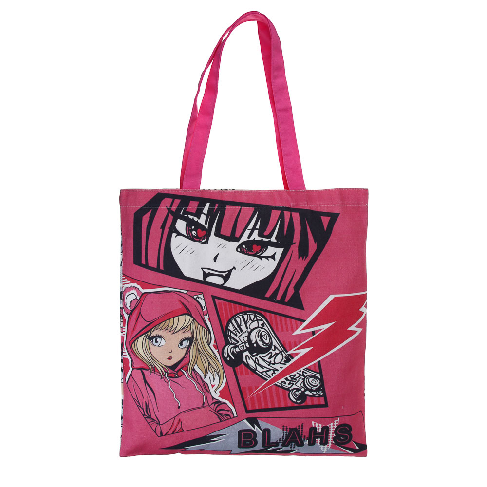 Сумка-шоппер, "Микс коллекций", 38x42см, длина ручек 58 см, внутр. карман, полиэстер, 5 дизайнов, арт.№ 524-283