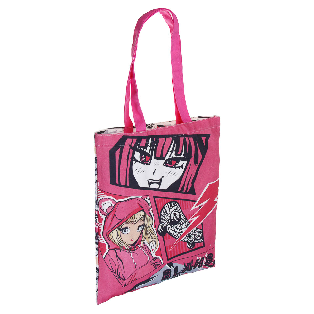 Сумка-шоппер, "Микс коллекций", 38x42см, длина ручек 58 см, внутр. карман, полиэстер, 5 дизайнов, арт.№ 524-283