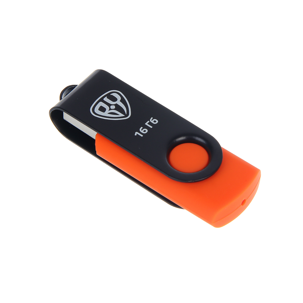 Флеш-карта USB2.0 BY 16Гб, 6 класс, матовое покрытие, блистер, пластик, черный/желтый, арт.№ 405-008