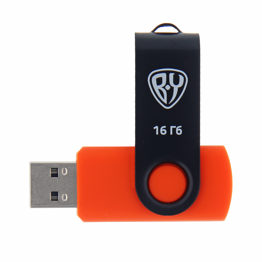 Флеш-карта USB2.0 BY 16Гб, 6 класс, матовое покрытие, блистер, пластик, черный/желтый, арт.№ 405-008